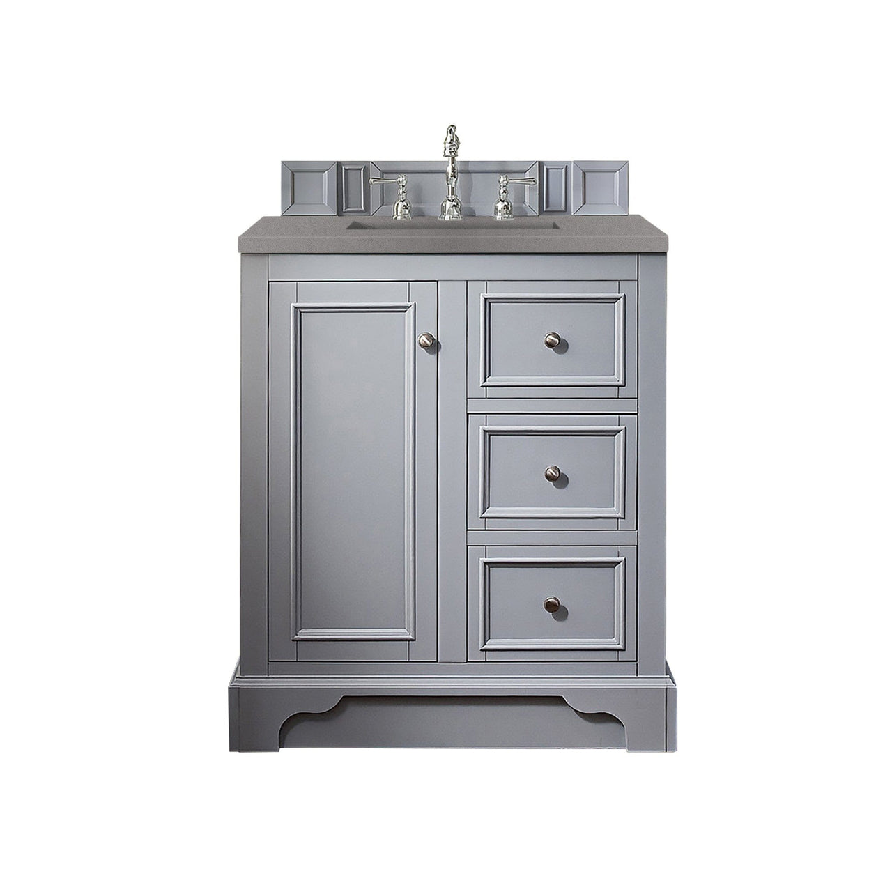 James Martin De Soto 30" Single Vanity Vanity James Martin Silver Gray w/ 3 CM Grey Expo Quartz Top 