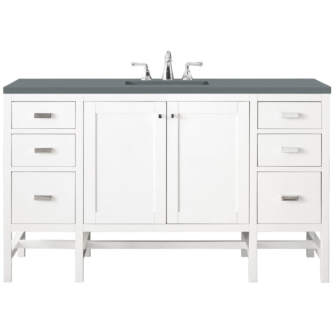 James Martin Addison 60" Single Vanity Vanity James Martin Glossy White w/ 3 CM Cala Blue Top 