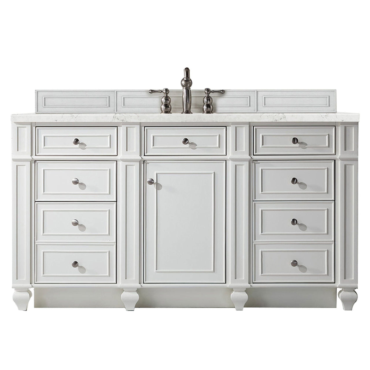 James Martin Bristol 60" Single Vanity Vanity James Martin Bright White w/ 3 CM Eternal Jasmine Pearl Quartz Top 
