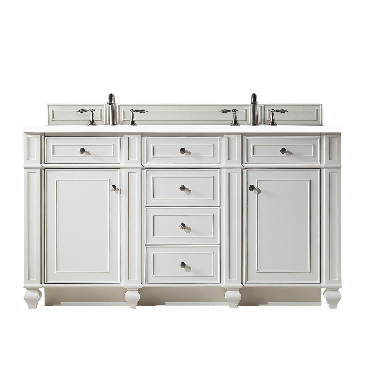 James Martin Bristol 60" Double Vanity Vanity James Martin Bright White w/ 3 CM Classic White Quartz Top 