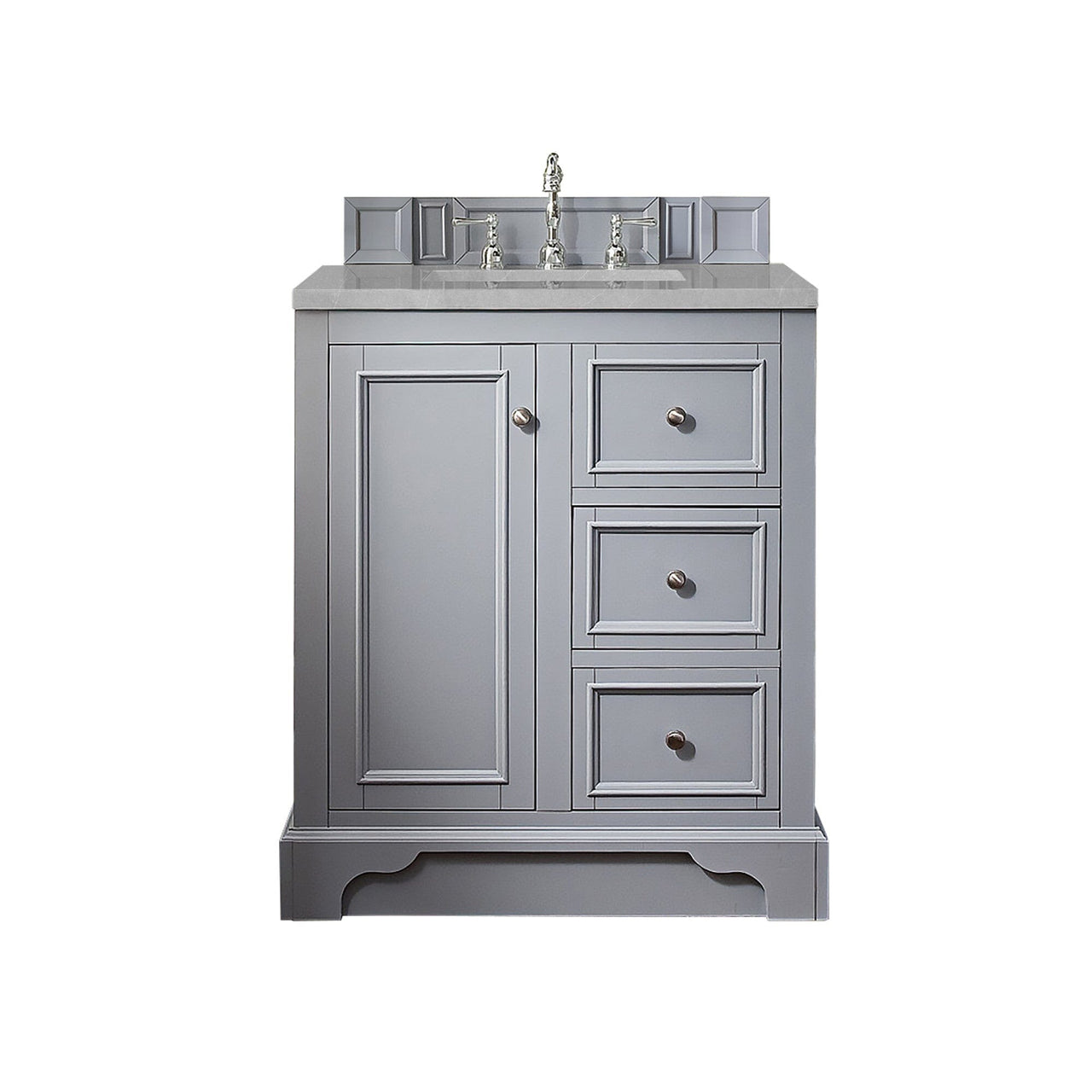 James Martin De Soto 30" Single Vanity Vanity James Martin Silver Gray w/ 3 CM Eternal Serena Quartz Top 