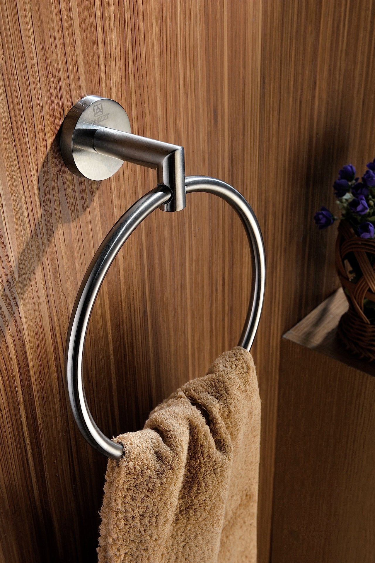 ANZZI Caster 2 Series Towel Ring in Brushed Nickel Towel Ring ANZZI 