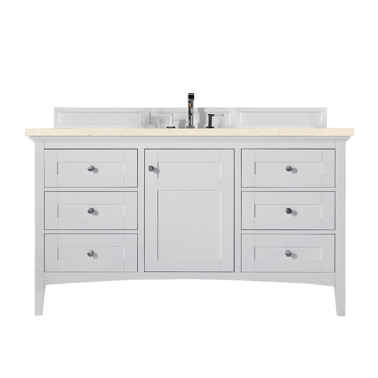 James Martin Palisades 60" Single Vanity Vanity James Martin Bright White w/ 3 CM Eternal Marfil Quartz Top 