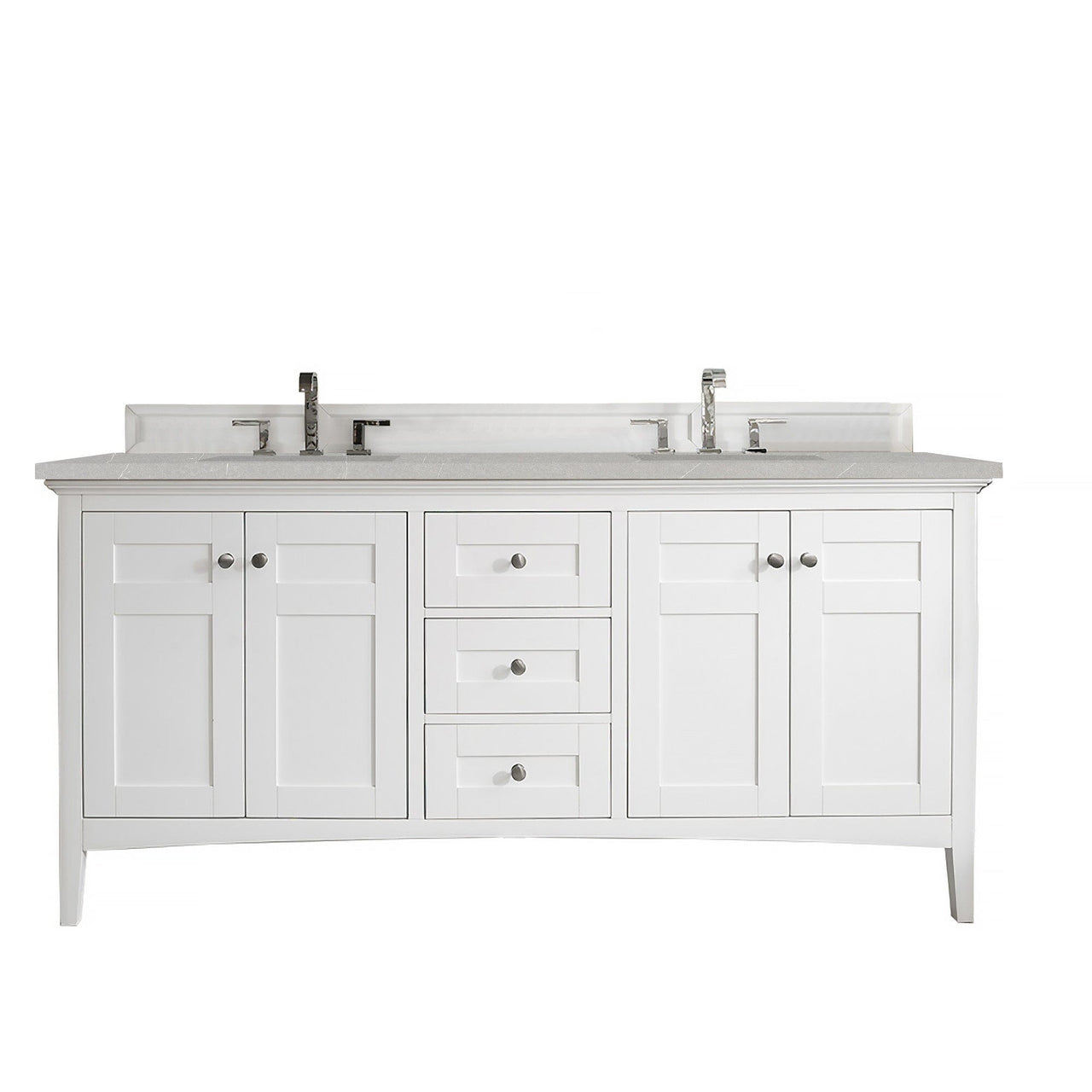 James Martin Palisades 72" Double Vanity Vanity James Martin Bright White w/ 3 CM Eternal Serena Quartz Top 