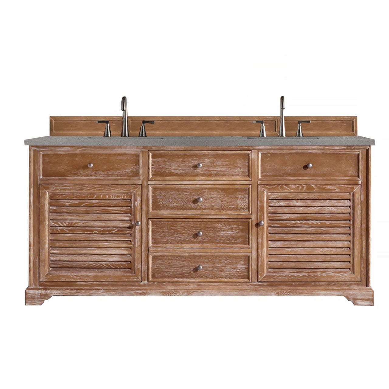 James Martin Savannah 72" Double Vanity Vanity James Martin Driftwood w/ 3 CM Grey Expo Quartz Top 