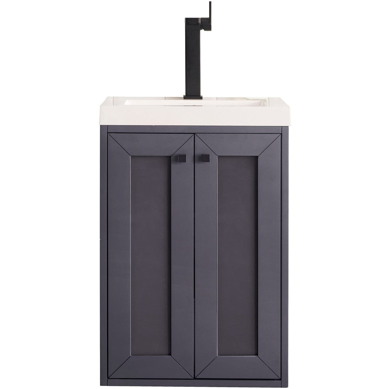 James Martin Chianti 20" Single Vanity Vanity James Martin Mineral Grey w/ White Glossy Composite Countertop 