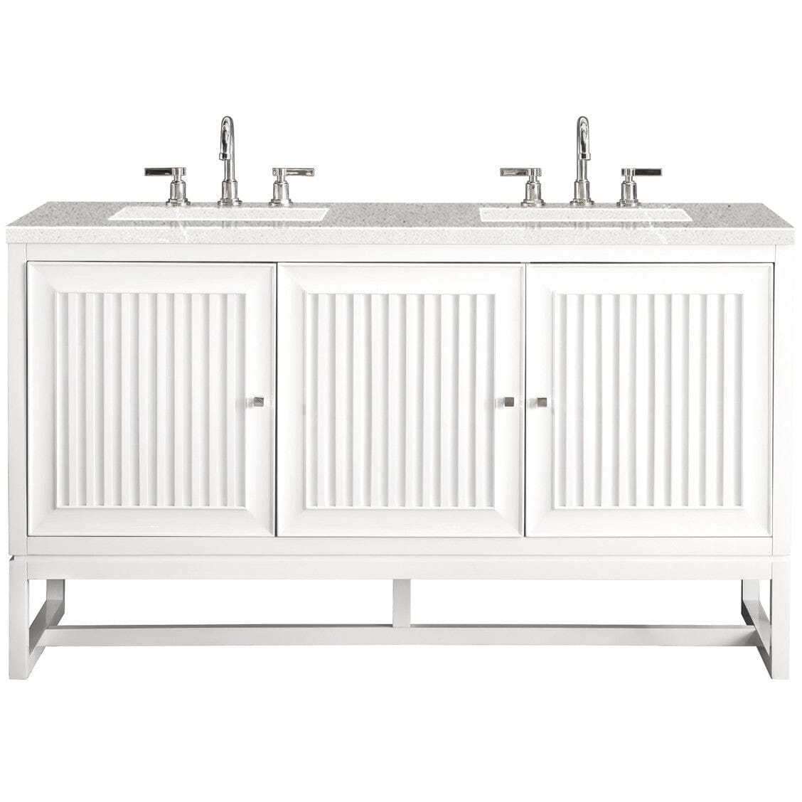 James Martin Athens 60" Double Vanity Vanity James Martin Glossy White w/ 3 CM Eternal Serena Top 