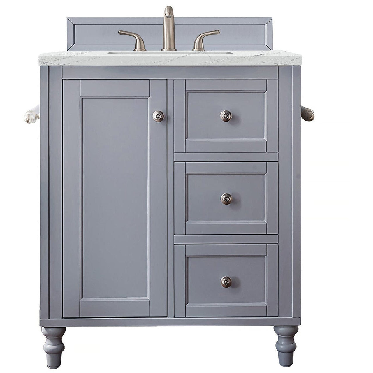 James Martin Copper Cove Encore 30" Single Vanity Vanity James Martin Silver Gray w/ 3 CM Ethereal Noctis Quartz Top 