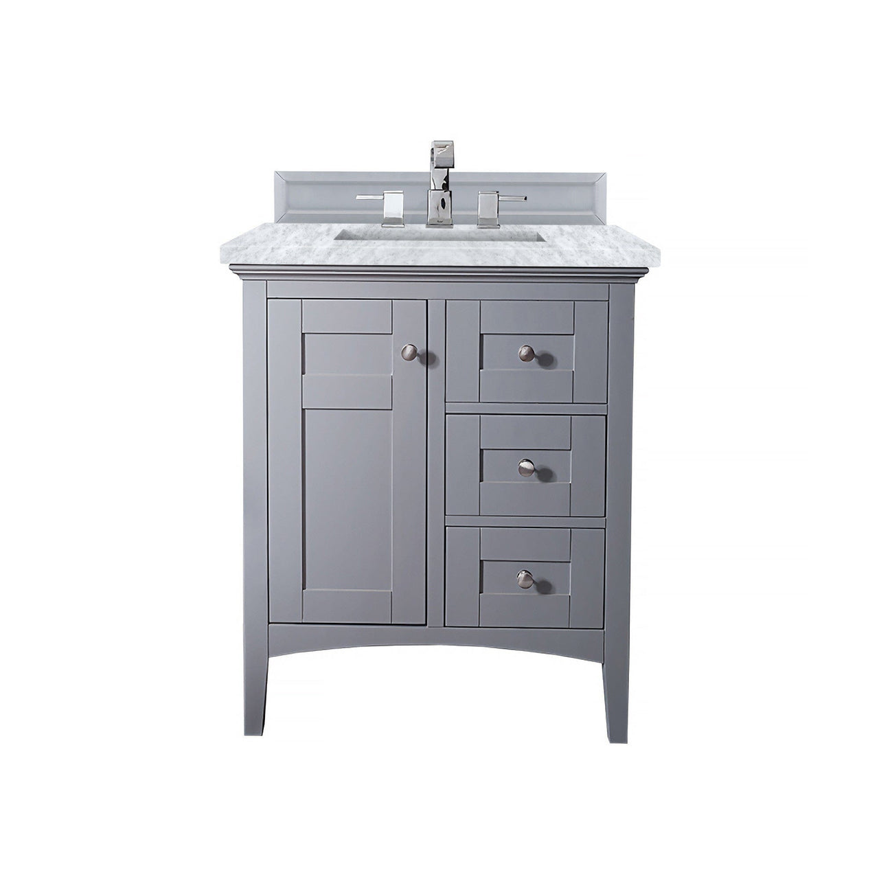 James Martin Palisades 30" Single Vanity Vanity James Martin Silver Gray w/ 3 CM Carrara Marble Top 