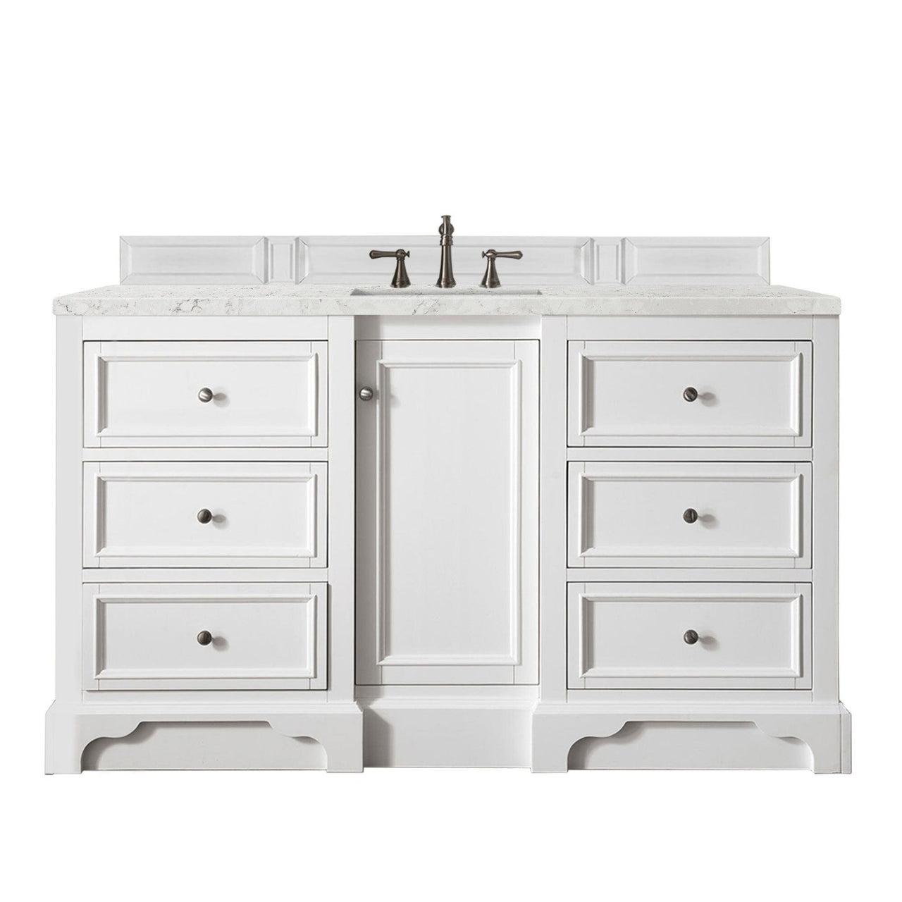 James Martin De Soto 60" Single Vanity Vanity James Martin Bright White w/ 3 CM Eternal Jasmine Pearl Quartz Top 