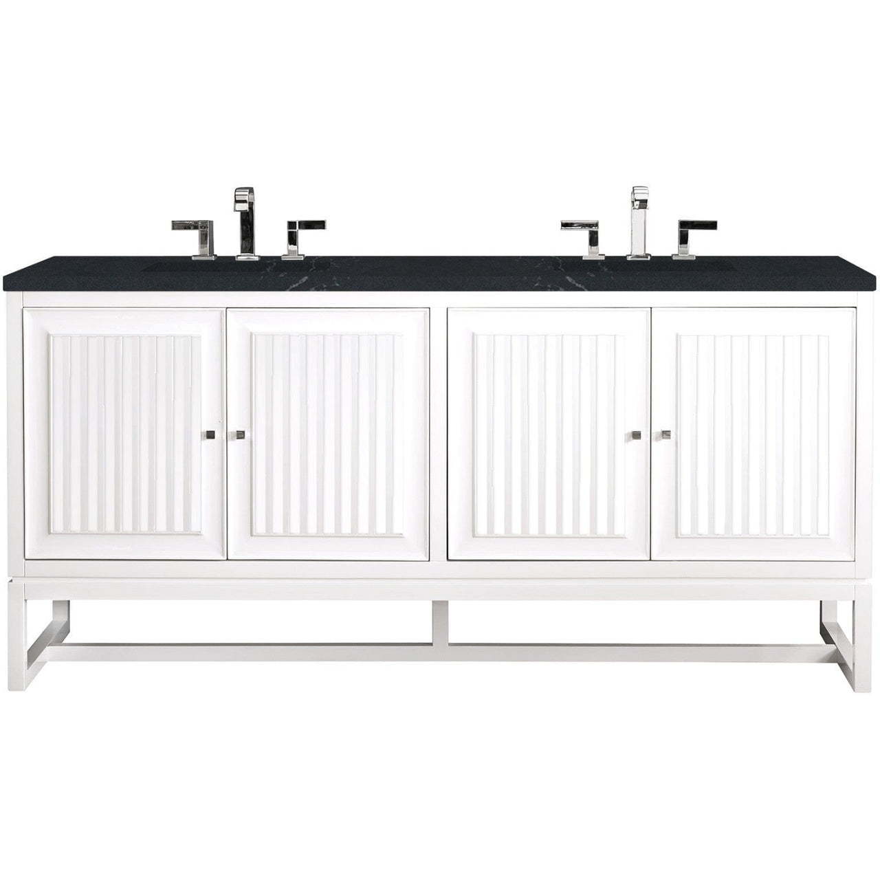 James Martin Athens 72" Double Vanity Vanity James Martin Glossy White w/ 3 CM Charcoal Soapstone Quartz Top 