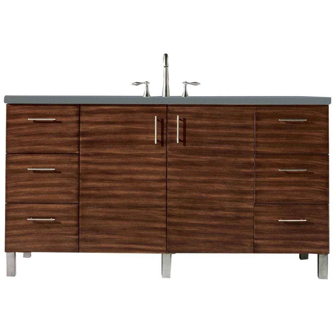 James Martin Metropolitan 60" Single Vanity Vanity James Martin American Walnut w/ 3 CM Cala Blue Quartz Top 