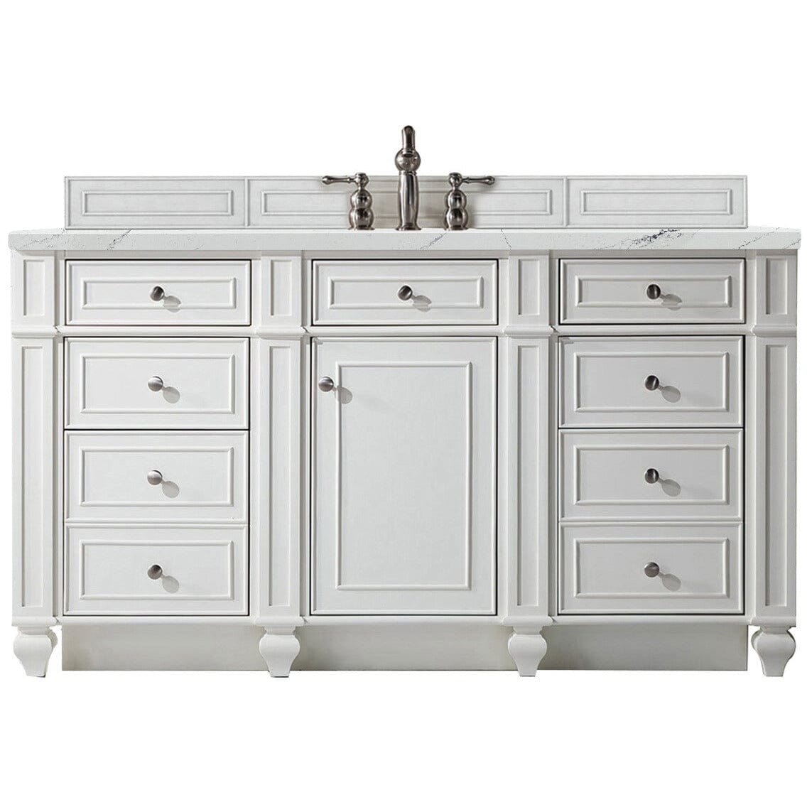 James Martin Bristol 60" Single Vanity Vanity James Martin Bright White w/ 3 CM Ethereal Noctis Quartz Top 
