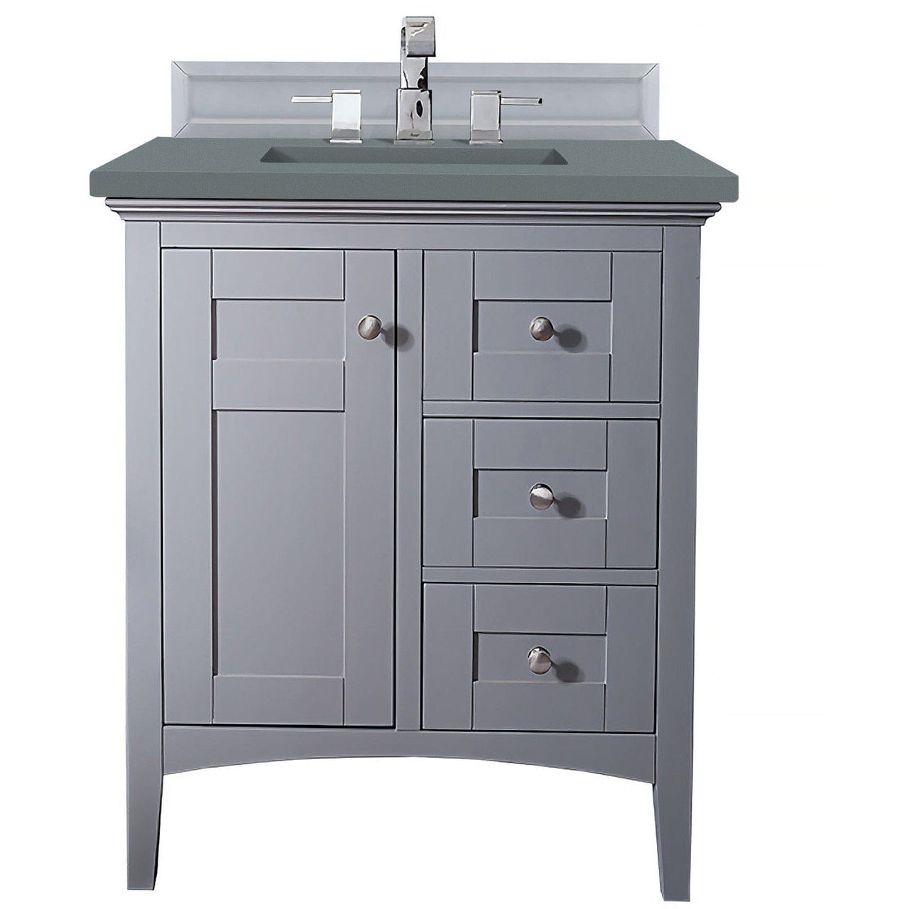 James Martin Palisades 30" Single Vanity Vanity James Martin Silver Gray w/ 3 CM Cala Blue Quartz Top 