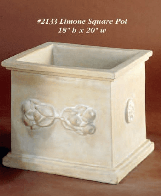 Limone Square Pot Cast Stone Outdoor Garden Planter Planter Tuscan 
