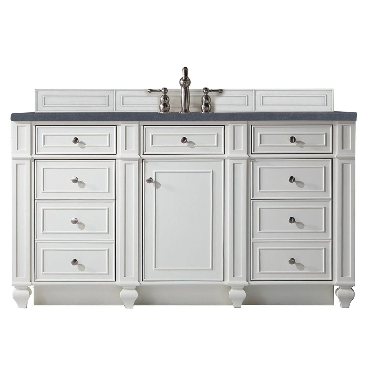 James Martin Bristol 60" Single Vanity Vanity James Martin Bright White w/ 3 CM Charcoal Soapstone Quartz Top 
