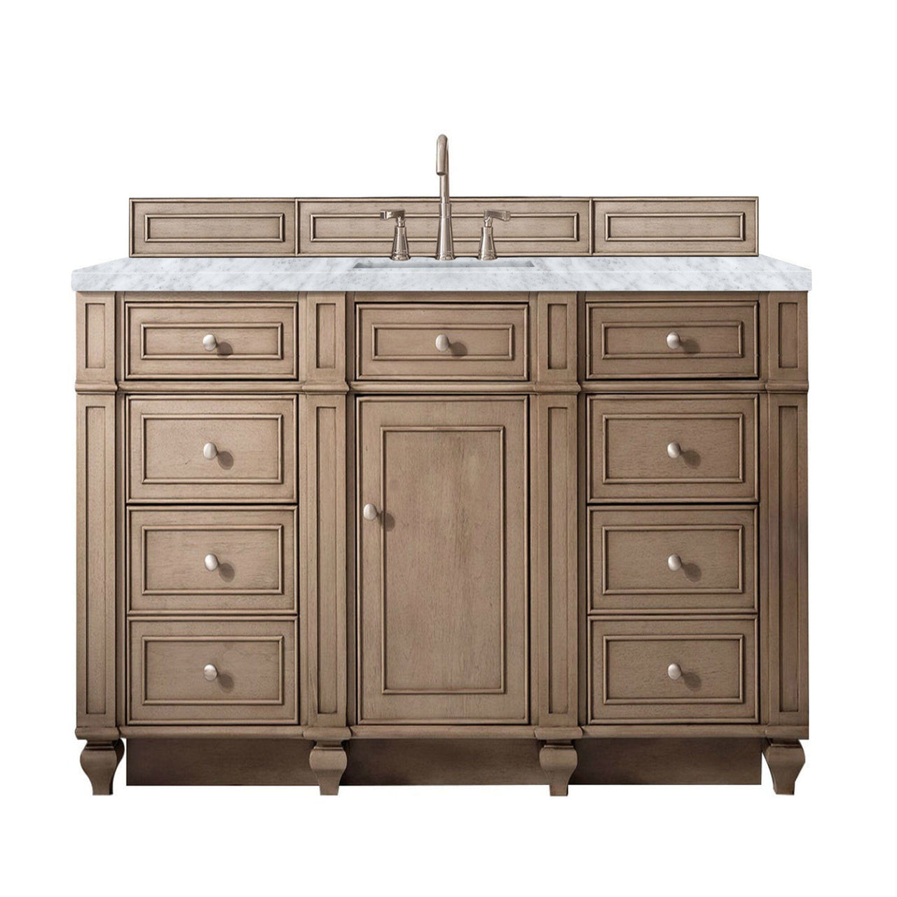 James Martin Bristol 60" Single Vanity Vanity James Martin Whitewashed Walnut w/ 3 CM Carrara Marble Top 
