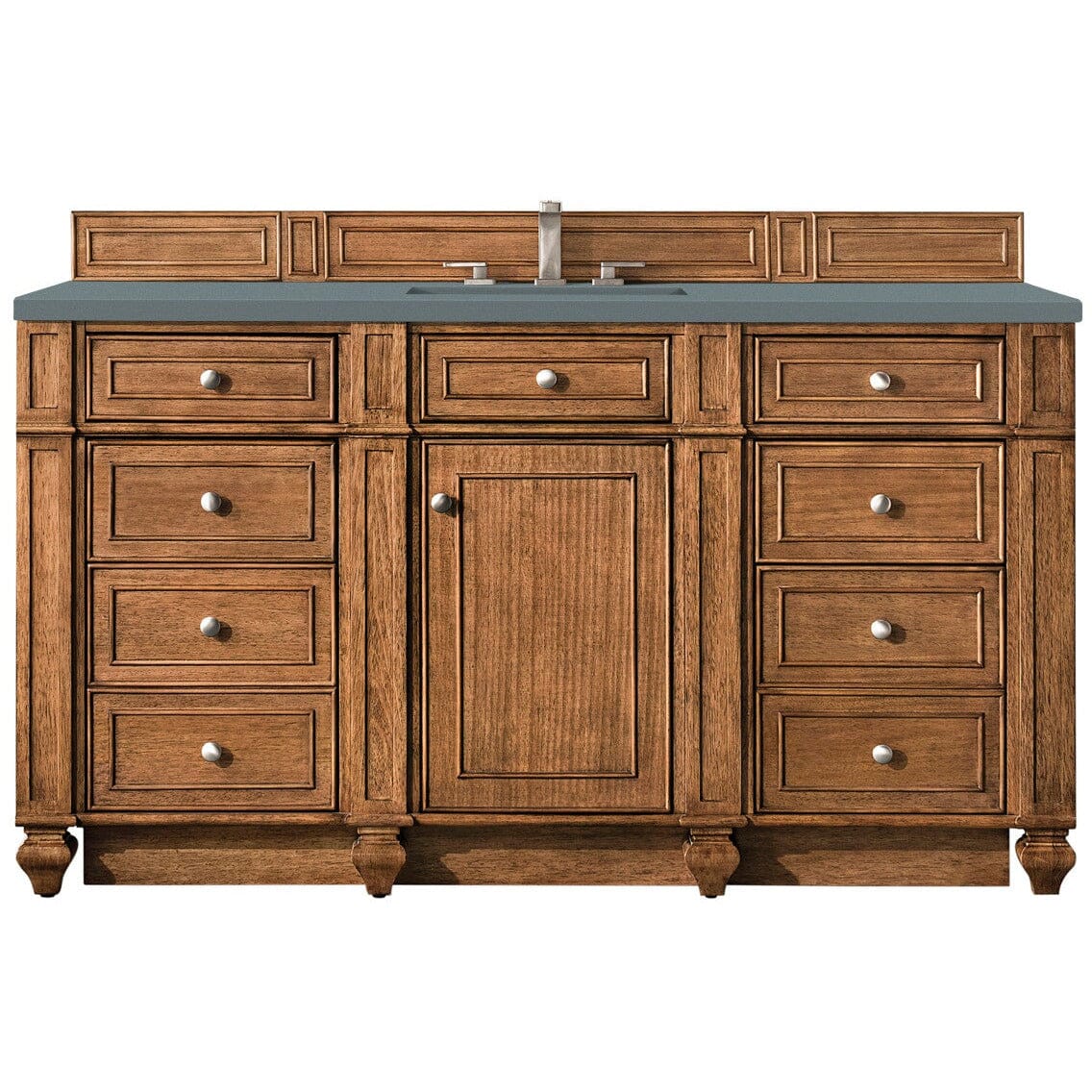 James Martin Bristol 60" Single Vanity Vanity James Martin Saddle Brown w/ 3 CM Cala Blue Quartz Top 