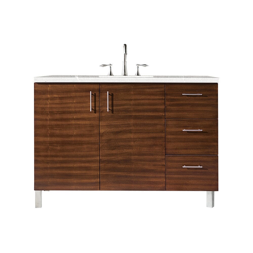 James Martin Metropolitan 48" Single Vanity Vanity James Martin American Walnut w/ 3 CM Eternal Serena Quartz Top 