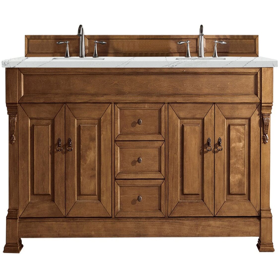 James Martin Brookfield 72" Double Vanity Vanities James Martin Country Oak w/ 3 CM Ethereal Noctis Quartz Top 
