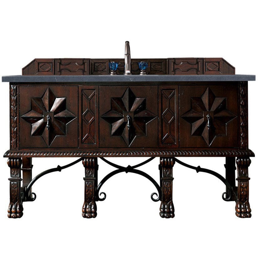 James Martin Balmoral 60" Single Vanity Vanity James Martin Antique Walnut w/ 3 CM Charcoal Soapstone Quartz Top 