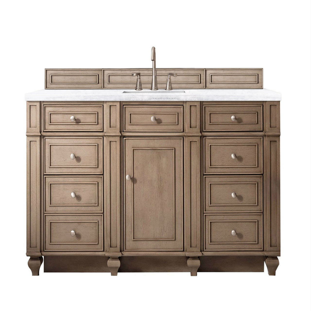 James Martin Bristol 60" Single Vanity Vanity James Martin Whitewashed Walnut w/ 3 CM Arctic Fall Solid Surface Top 