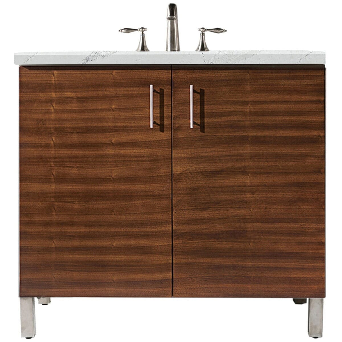 James Martin Metropolitan 36" Single Vanity Vanity James Martin American Walnut w/ 3 CM Ethereal Noctis Quartz Top 
