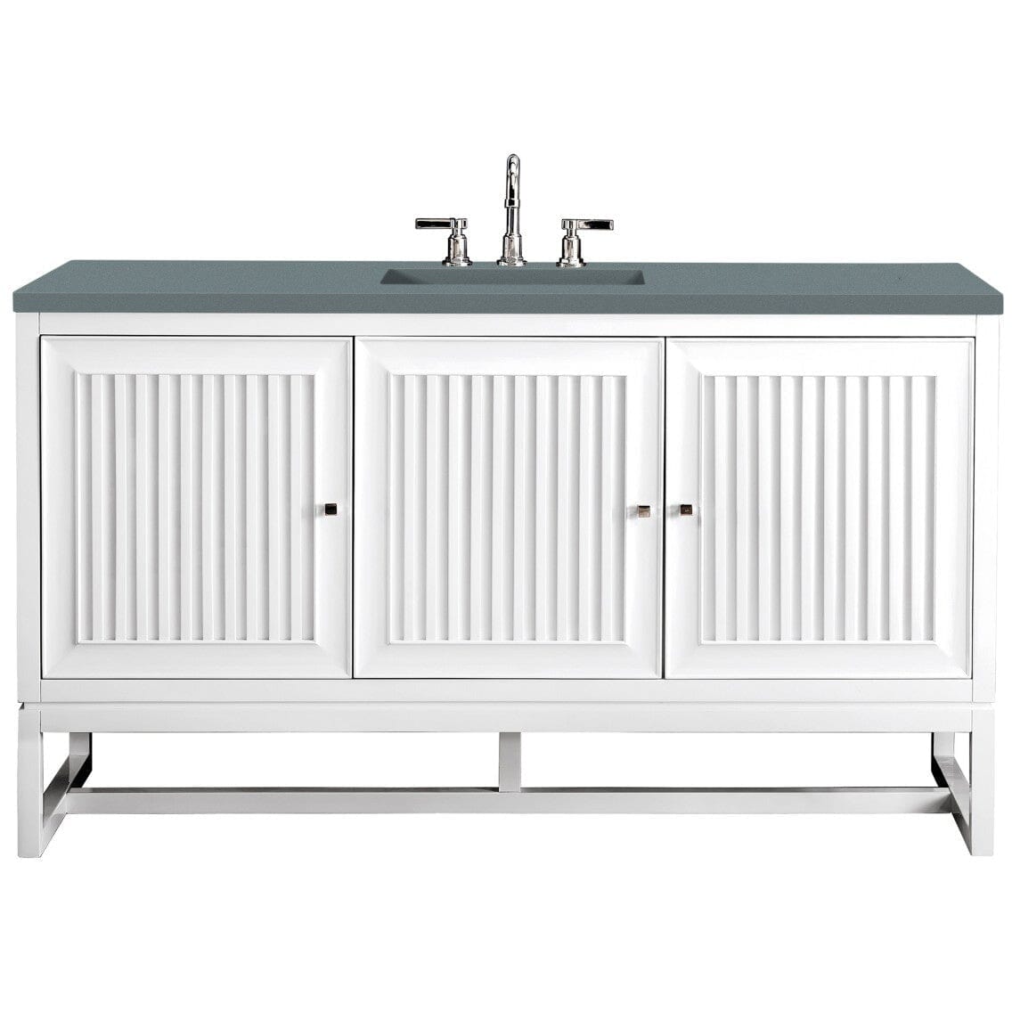 James Martin Athens 60" Single Vanity Vanity James Martin Glossy White w/ 3 CM Cala Blue Top 