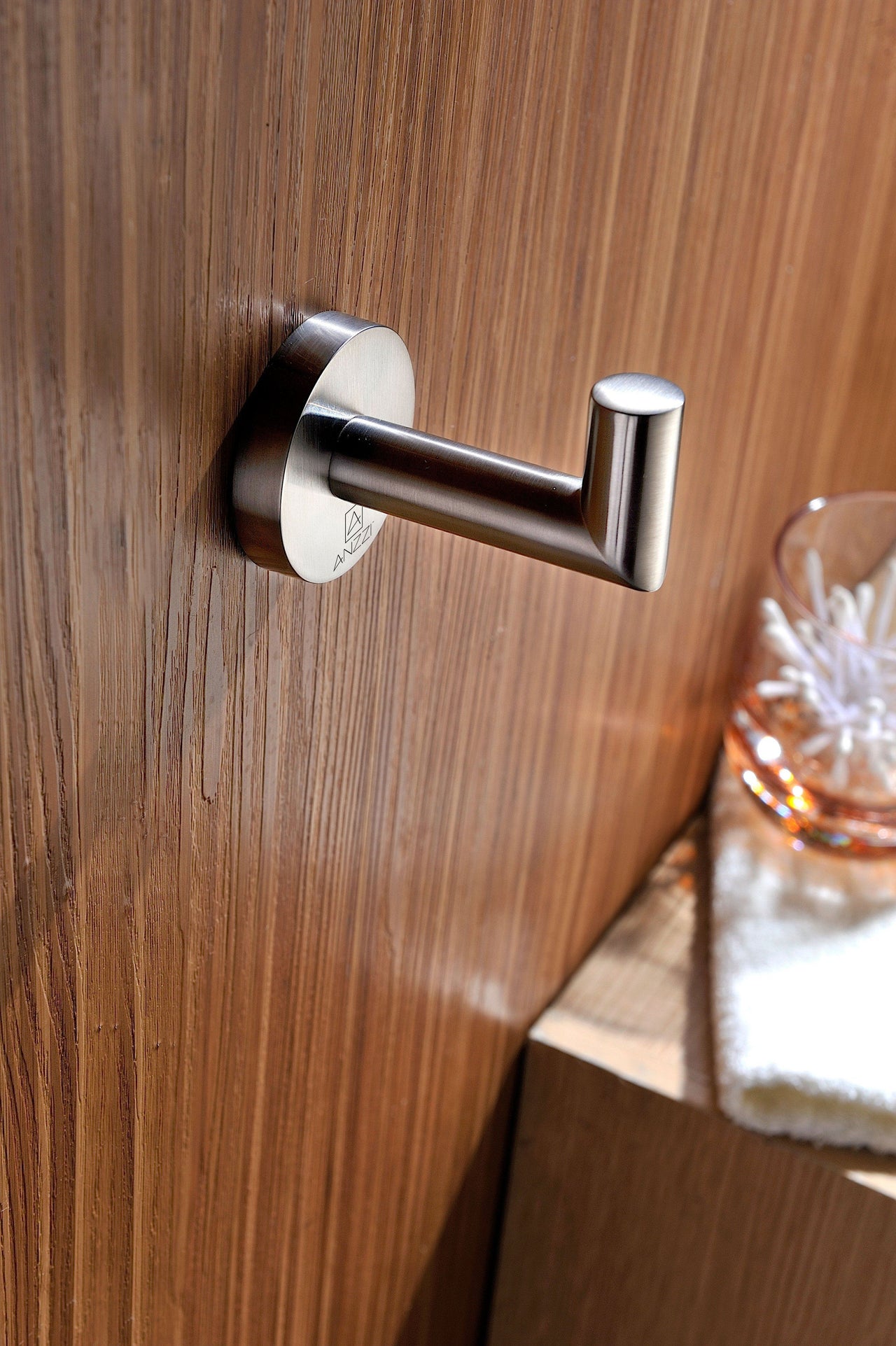 Caster 2 Series Robe Hook in Brushed Nickel bath towel hooks ANZZI 
