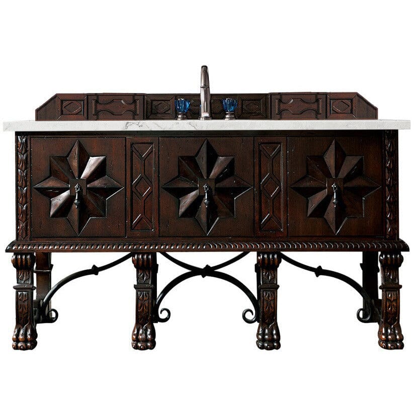 James Martin Balmoral 60" Single Vanity Vanity James Martin Antique Walnut w/ 3 CM Eternal Jasmine Pearl Quartz Top 