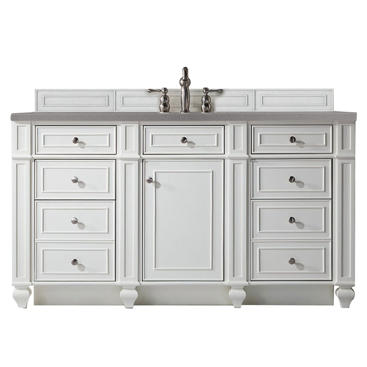 James Martin Bristol 60" Single Vanity Vanity James Martin Bright White w/ 3 CM Grey Expo Quartz Top 