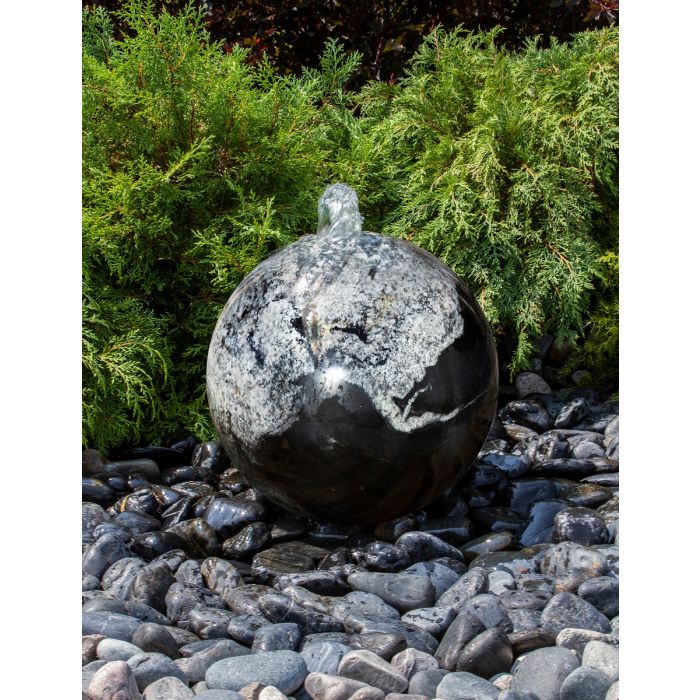 Real Stone Fountains ABART4216 16″ Black Flower Granite Sphere Fountain Fountain Blue Thumb 