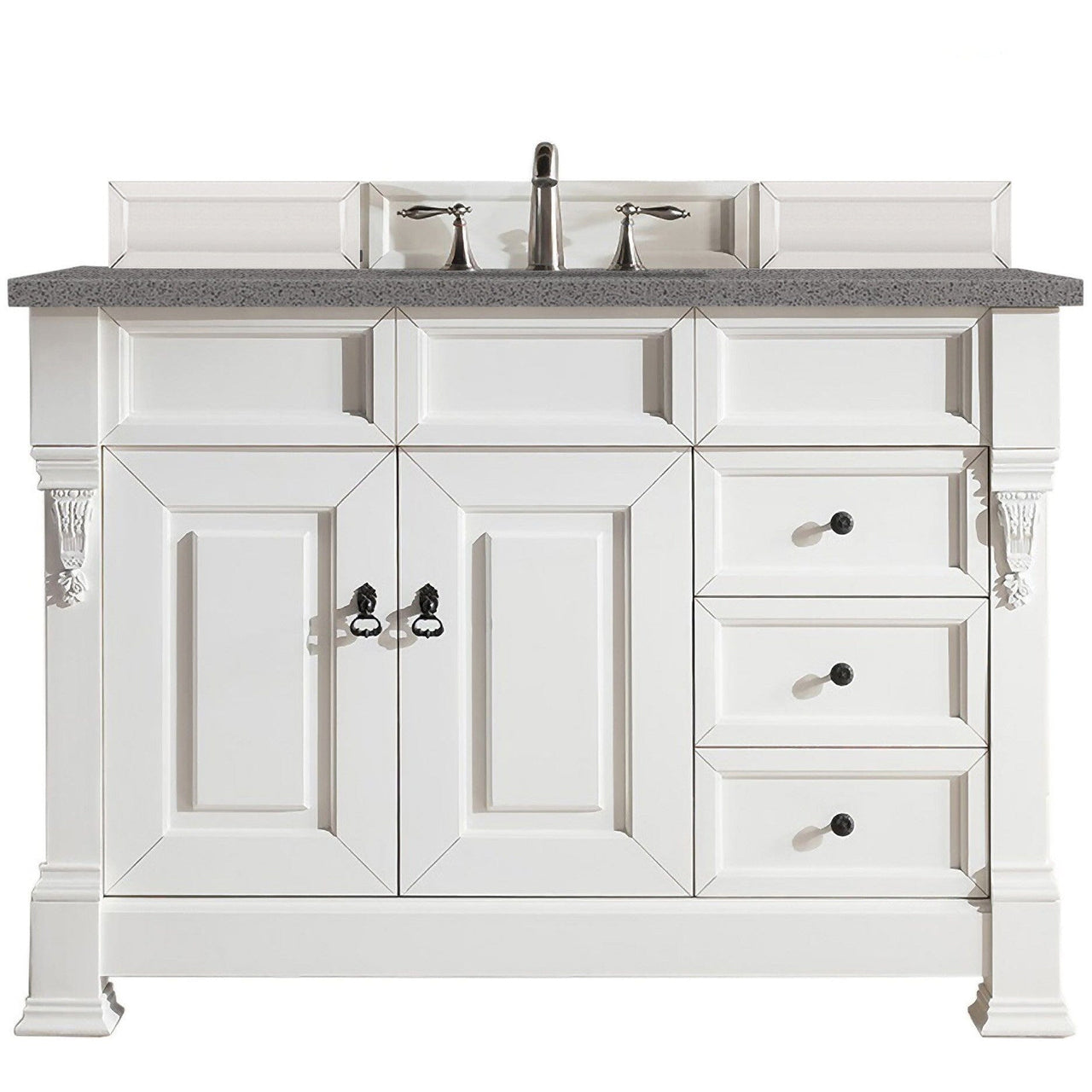 James Martin Brookfield 48" Single Vanity Vanities James Martin Bright White w/ 3 CM Grey Expo Quartz Top 