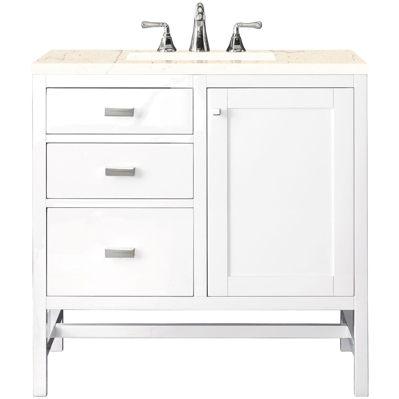 James Martin Addison 36" Single Vanity Vanity James Martin Glossy White w/ 3 CM Eternal Marfil Top 