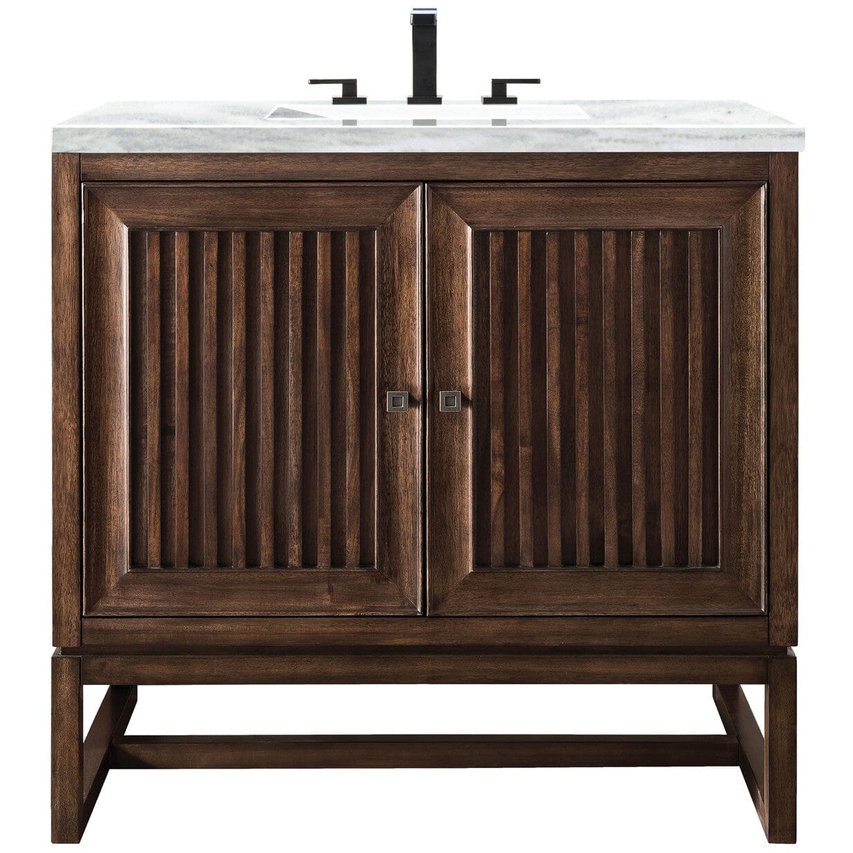 James Martin Athens 36" Single Vanity Vanity James Martin Mid Century Acacia w/ 3 CM Arctic Fall Solid Surface Countertop 