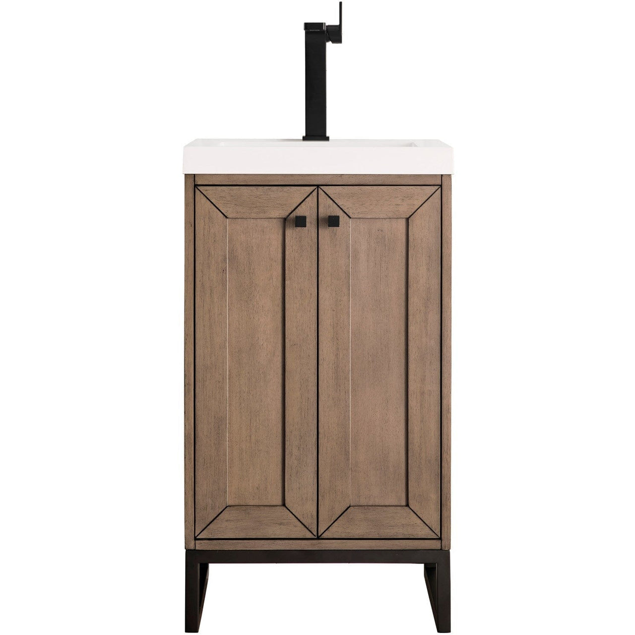 James Martin Chianti 20" Single Vanity Vanity James Martin Whitewashed Walnut - Matte Black w/ White Glossy Composite Countertop 