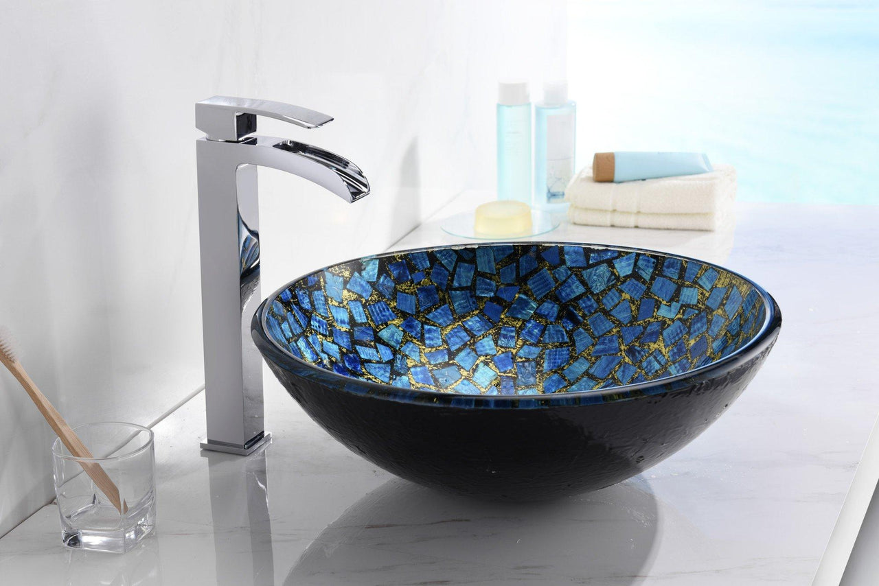 ANZZI Mosaic Series LS-AZ198 Vessel Sink - Glass Bathroom Sink ANZZI 