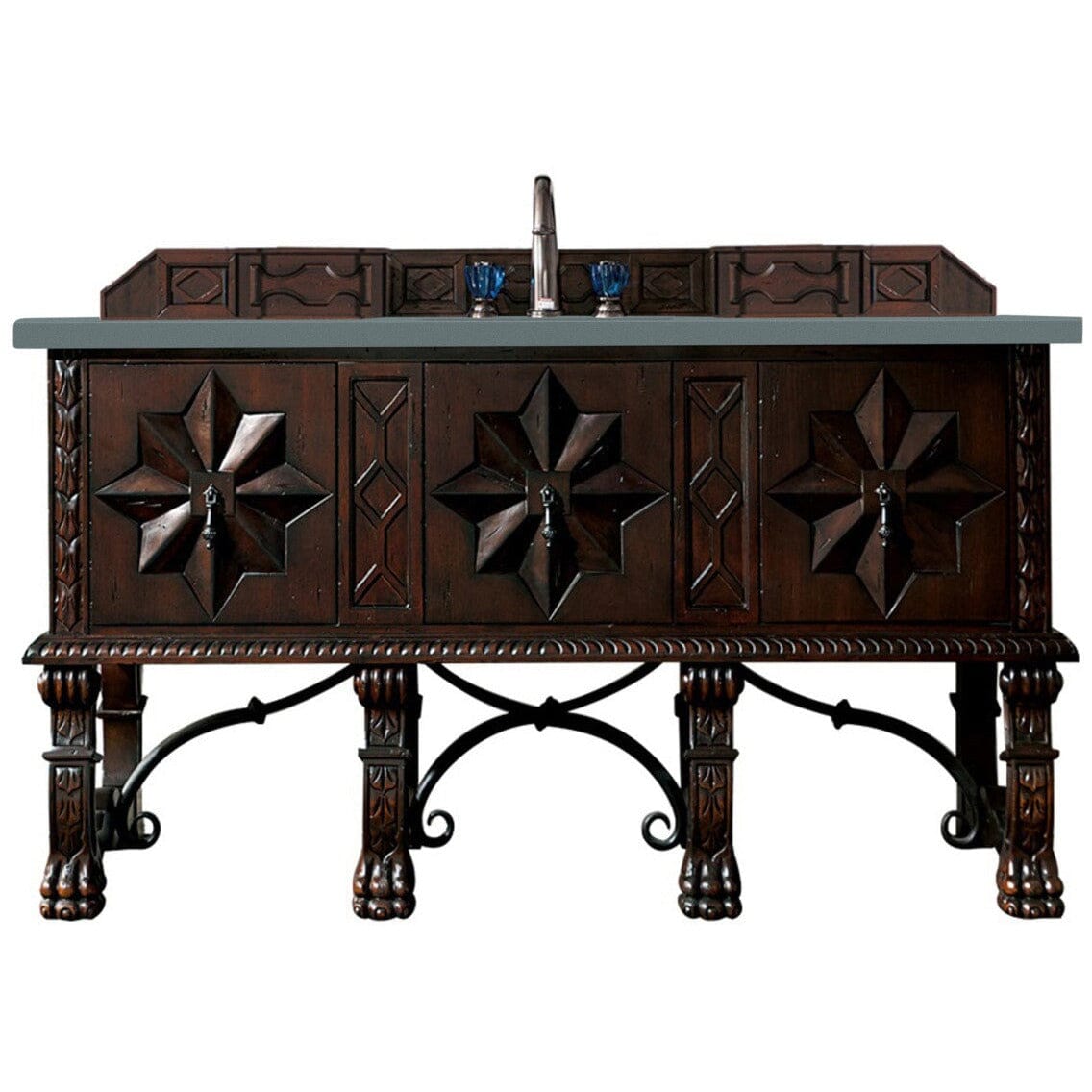 James Martin Balmoral 60" Single Vanity Vanity James Martin Antique Walnut w/ 3 CM Cala Blue Quartz Top 