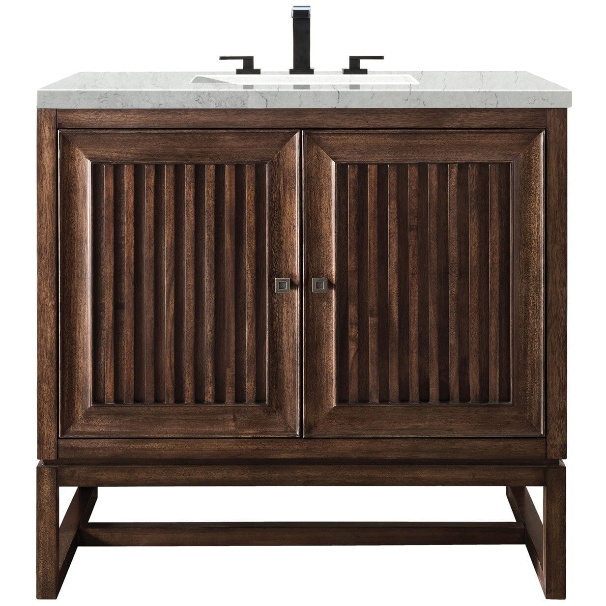 James Martin Athens 36" Single Vanity Vanity James Martin Mid Century Acacia w/ 3 CM Eternal Jasmine Pearl Quartz Top 
