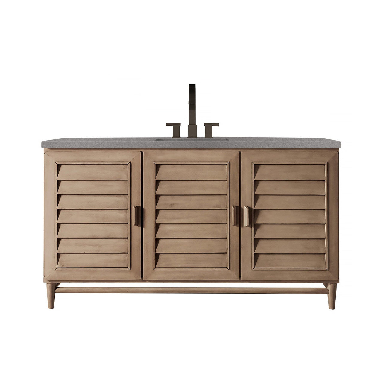 James Martin Portland 60" Single Vanity Vanity James Martin Whitewashed Walnut w/ 3 CM Grey Expo Quartz Top 