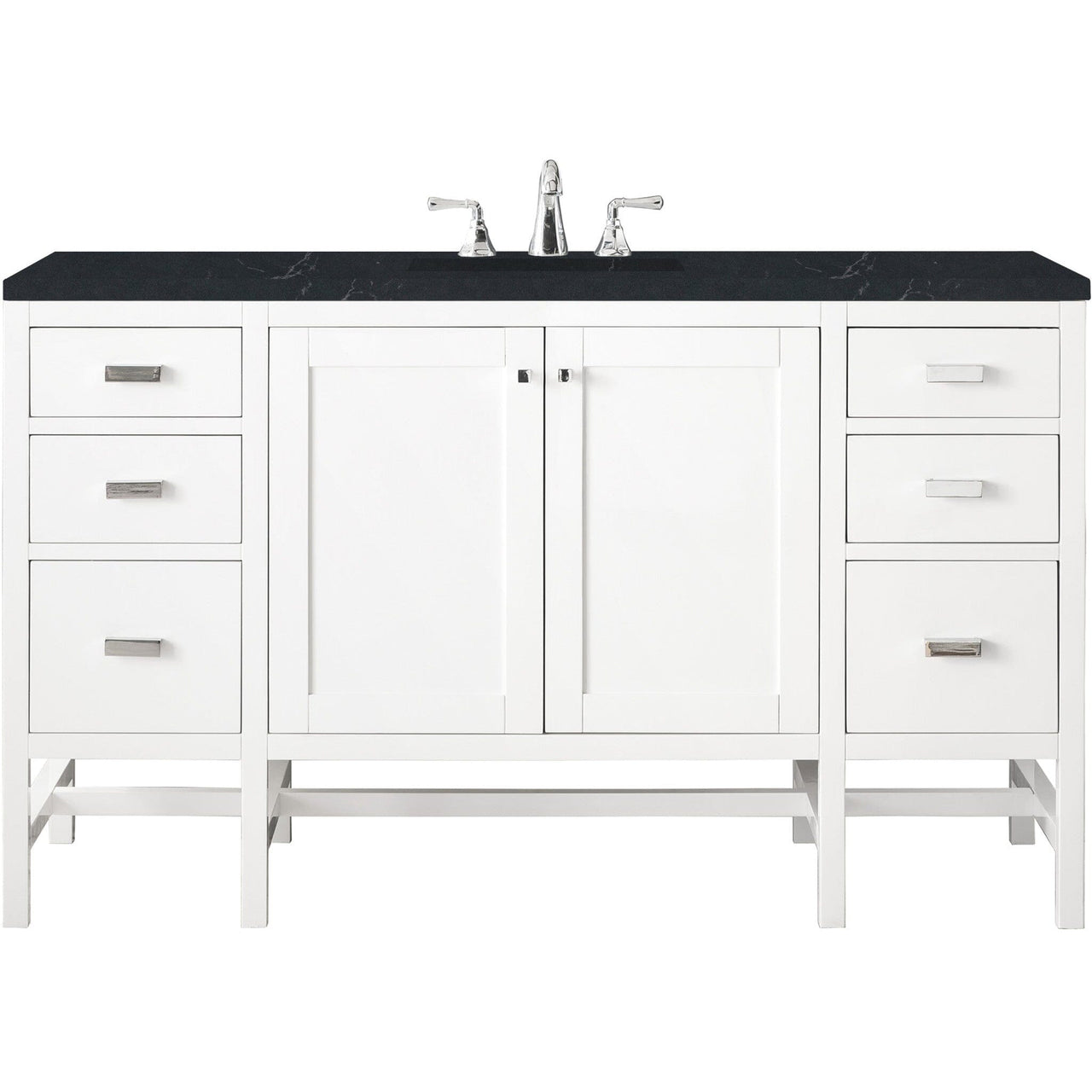 James Martin Addison 60" Single Vanity Vanity James Martin Glossy White w/ 3 CM Charcoal Soapstone Quartz Top 