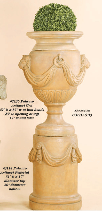 Palazo Atinori Pedestal Cast Stone Outdoor Garden Planter Planter Tuscan 