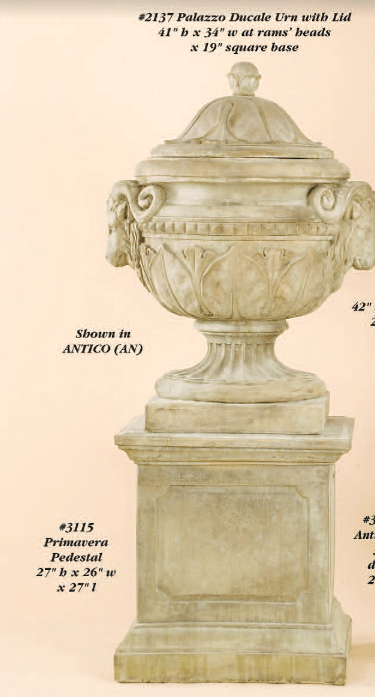 Palazzo Ducale Urn with Lid Cast Stone Outdoor Garden Planter Planter Tuscan 
