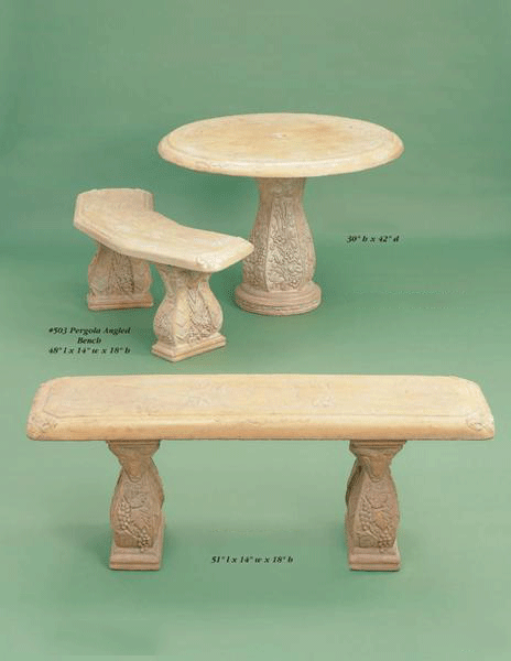Pergola Angled Outdoor Cast Stone Garden Bench Set Benches Tuscan 