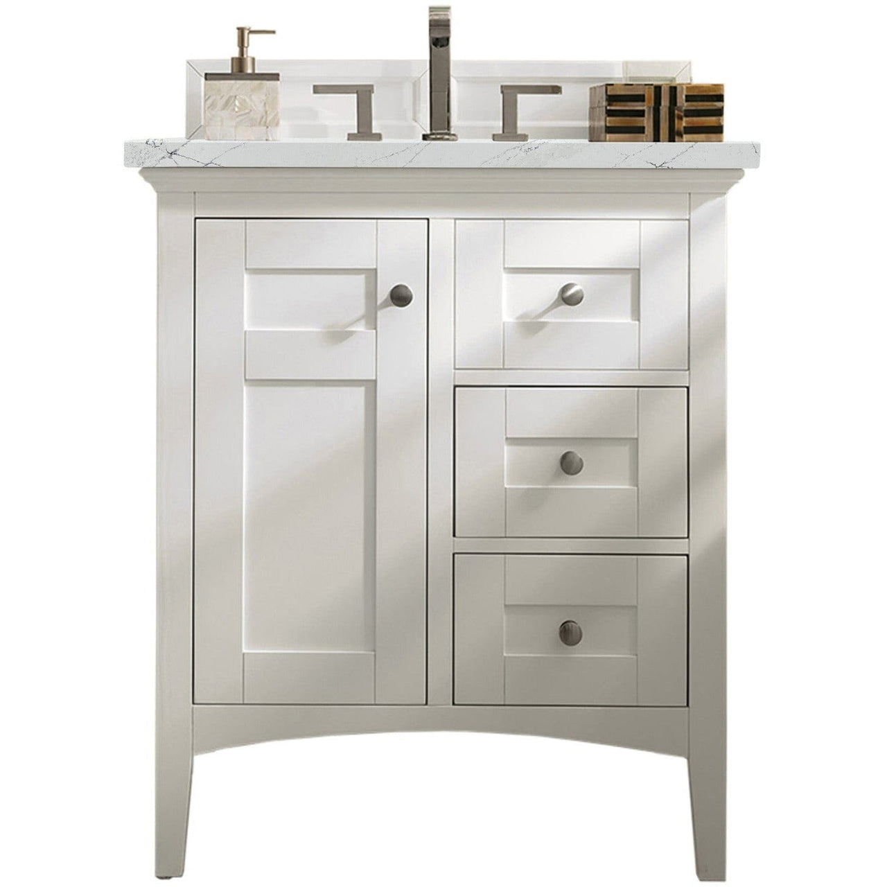 James Martin Palisades 30" Single Vanity Vanity James Martin Bright White w/ 3 CM Ethereal Noctis Quartz Top 