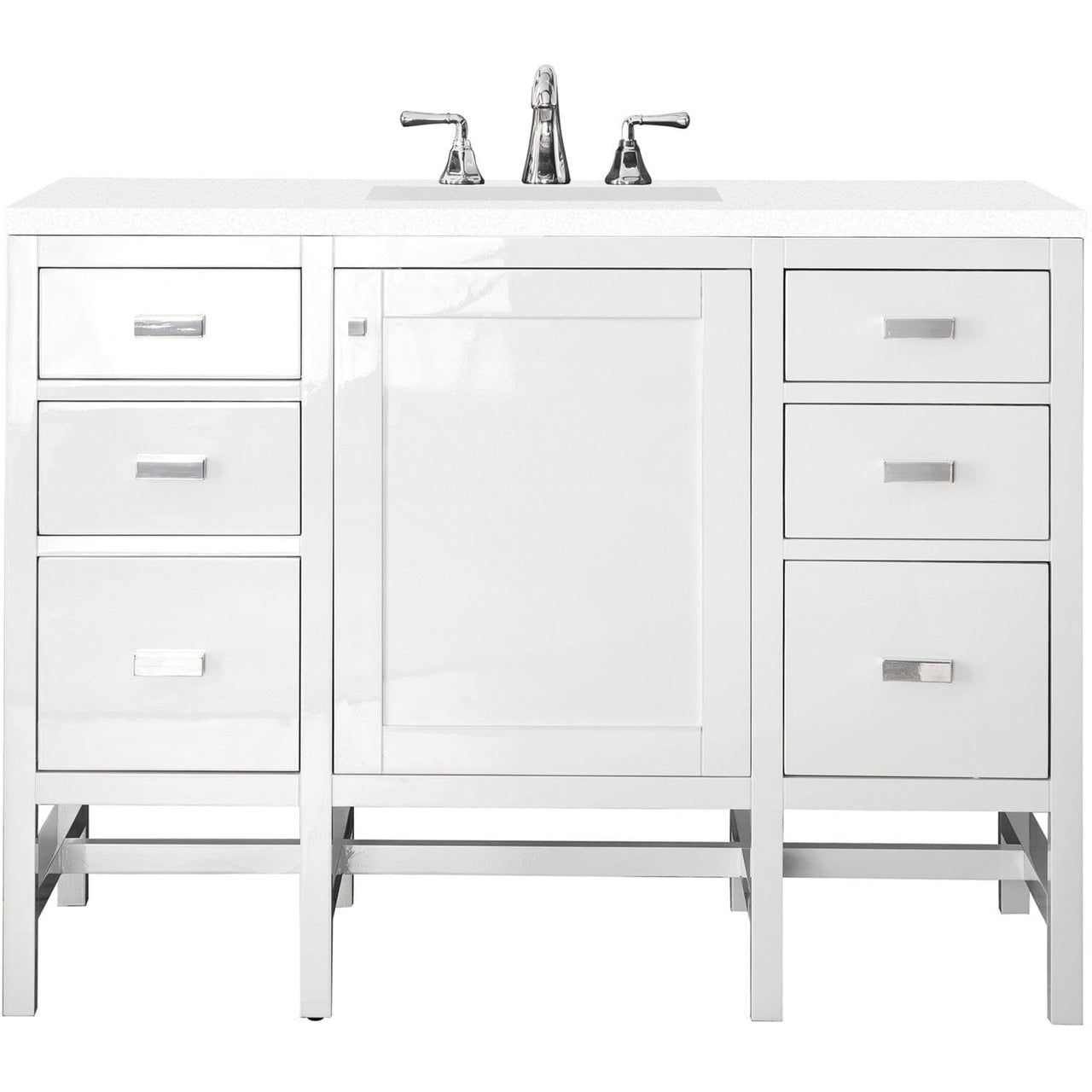 James Martin Addison 48" Single Vanity Vanity James Martin Glossy White w/ 3 CM Classic White Quartz Top 