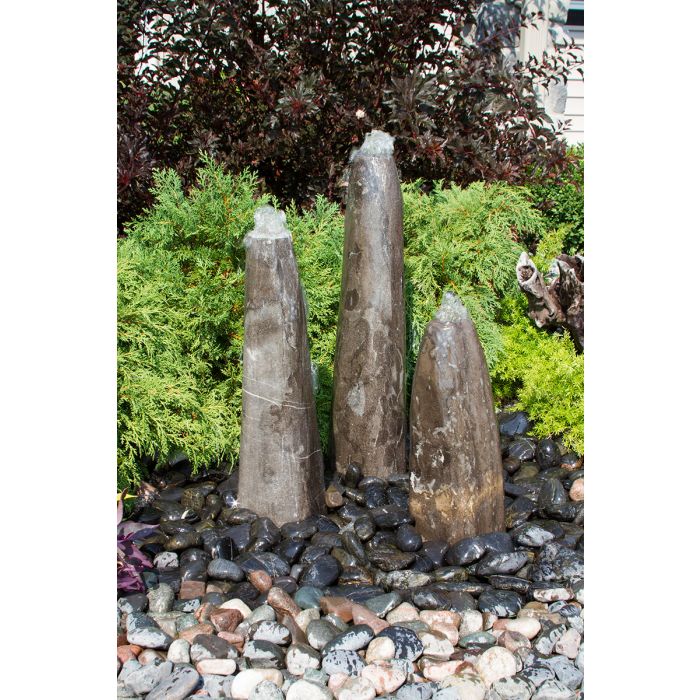 Real Stone Fountains ABART5100 Blue Limestone Triple Pillar Fountain Fountain Blue Thumb 