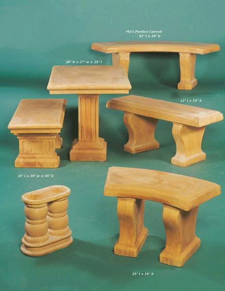 Portico Curved Outdoor Cast Stone Garden Bench Benches Tuscan 