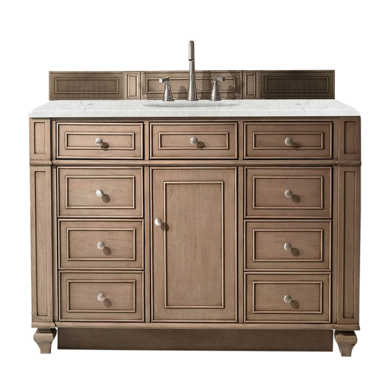 James Martin Bristol 48" Single Vanity Vanity James Martin Whitewashed Walnut w/ 3 CM Eternal Jasmine Pearl Quartz Top 