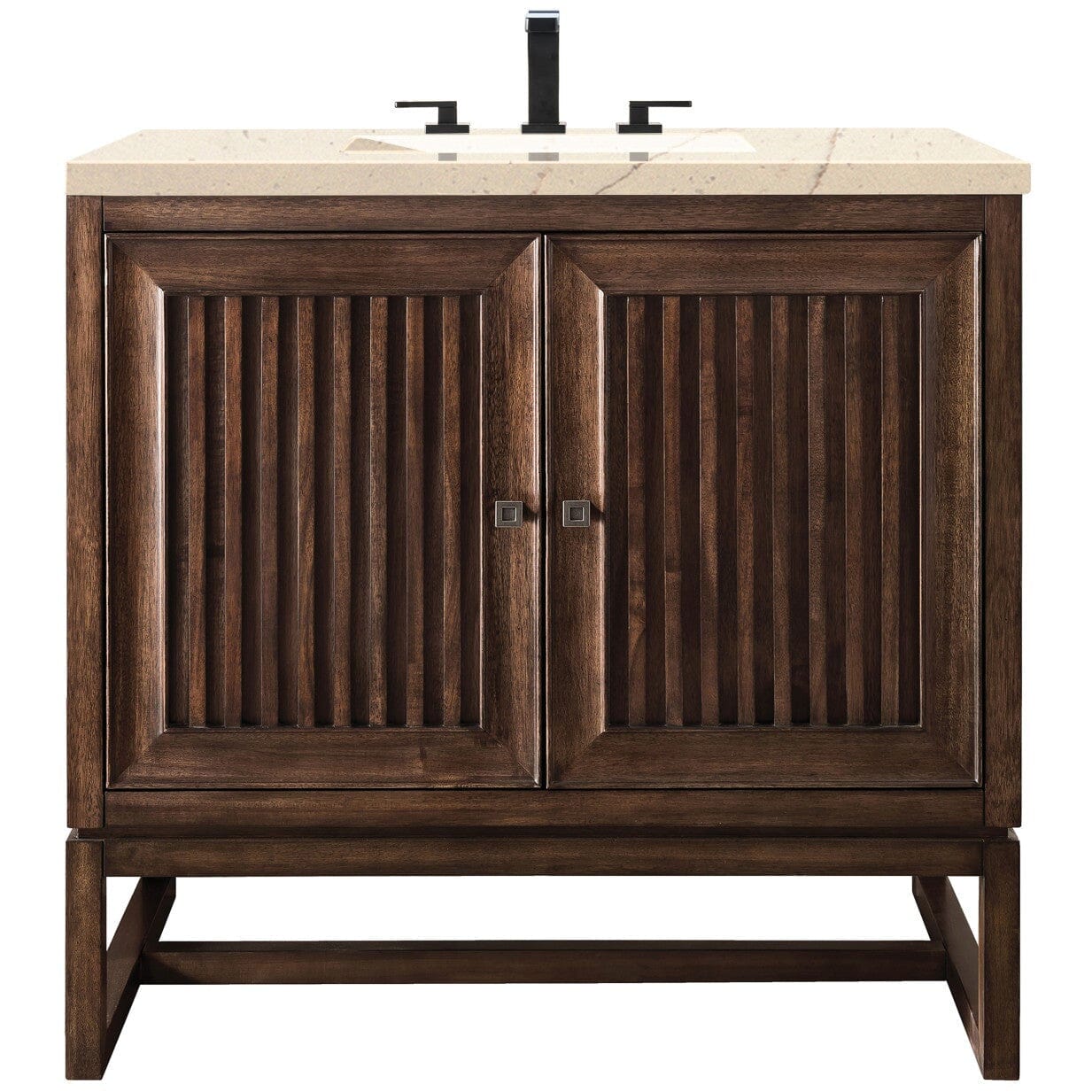 James Martin Athens 36" Single Vanity Vanity James Martin Mid Century Acacia w/ 3 CM Eternal Marfil Top 